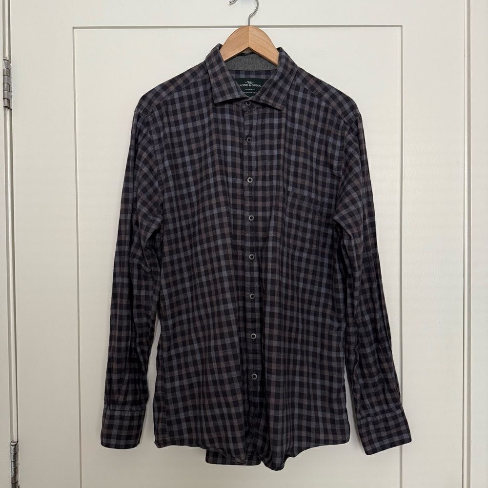 Rodd & Gunn Shirt Mens XL Gray Sports Fit Button Up Long Sleeve Cotton Preppy
